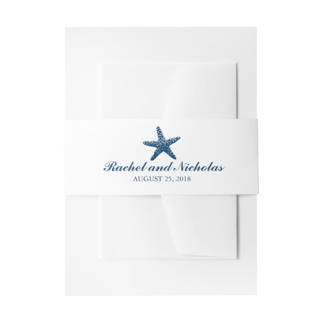 Navy Blue Graceful Starfish | Wedding Invitation Belly Band (Front Example)