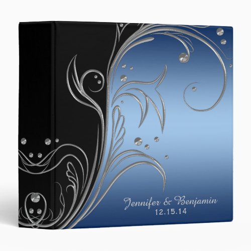 Navy Blue Gradient Black Silver Scrolls Album Binder