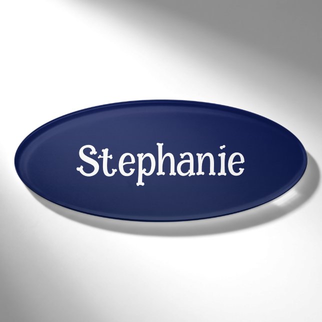 Navy Blue Gradient Deep Blue Name Tag (Front)