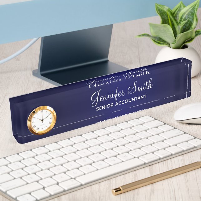 Navy Blue Gradient Desk Name Plate