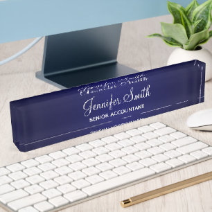 Navy Blue Gradient Desk Name Plate