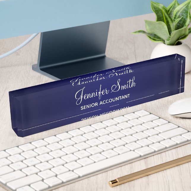 Navy Blue Gradient Desk Name Plate