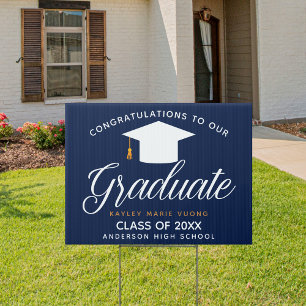 Navy Blue Graduate Custom 2026 Graduation Yard Sign