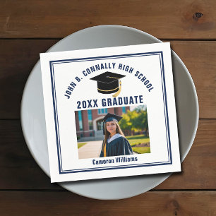 Navy Blue Graduate Photo 2026 Graduation Party Napkins