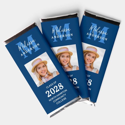 Navy Blue Graduate Photo Personalized Graduation Hershey Bar Favors