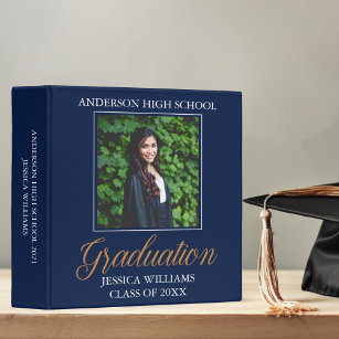 Navy Blue Graduation 2024 Graduate Photo Album 3 Ring Binder