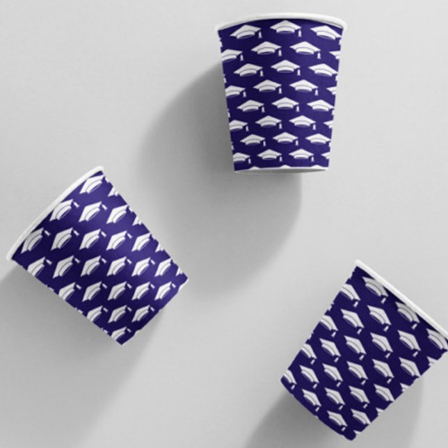 Navy Blue Graduation Caps Paper Cups (Creator Uploaded)