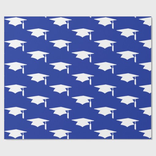 Navy Blue Graduation Caps Pattern - Graduation Wrapping Paper | Zazzle