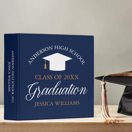 Navy Blue Graduation Class of 2024 Photo Album 3 Ring Binder