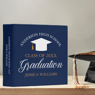 Navy Blue Graduation Class of 2026 Photo Album 3 Ring Binder