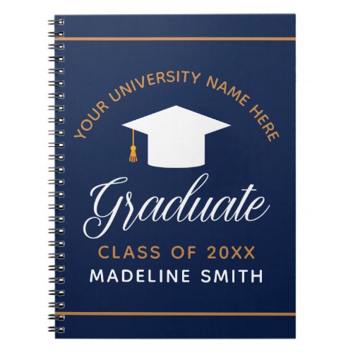 Navy Blue Graduation Custom Class of 2023 Graduate Notebook