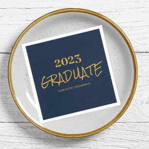 Navy Blue Graduation Paper Napkin
