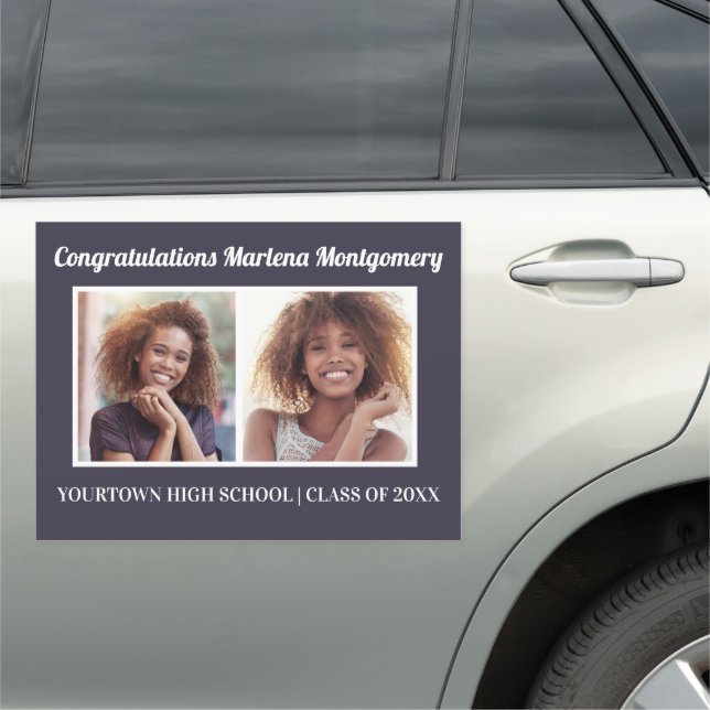 Navy Blue Graduation Party Parade 2 Photo Car Magnet (In Situ)
