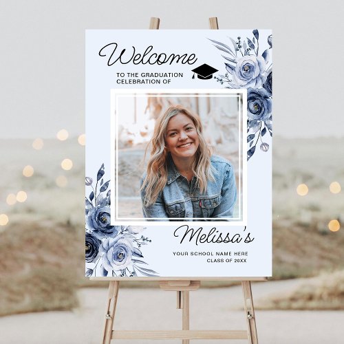 Navy Blue Graduation Party Photo Welcome Foam Board