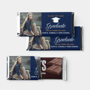 Navy Blue Graduation Photo Custom 2026 Graduate Hershey Bar Favors