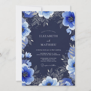 Navy Blue Grand Winter Wedding Invitation