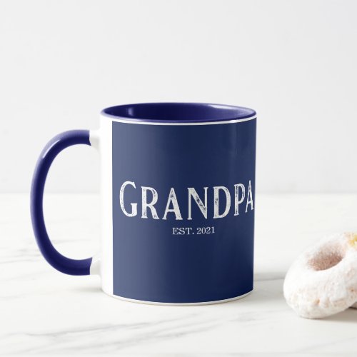 Navy Blue Grandpa Year Established Mug