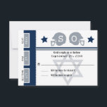 Navy Blue Gray Bar Mitzvah Football Ticket RSVP Card<br><div class="desc">Silver Gray and Navy Blue Football Ticket with the Star of David for your Bar Mitzvah / Bat Mitzvah RSVP card. Two football helmets for your initials and center Star of David in a faded blue color. For inquiries about custom design changes by the independent designer please email paula@labellarue.com BEFORE...</div>