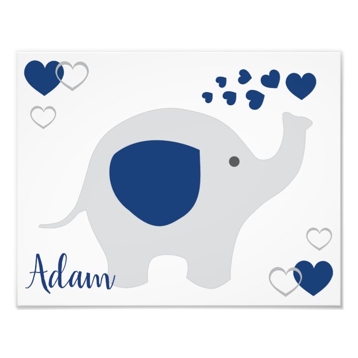 Navy Blue Gray Elephant Baby Boy Nursery Wall Art Zazzle Elephant Baby Boy Nursery Wall Art