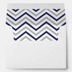 Navy Blue Gray Grey Chevron Lined Envelope