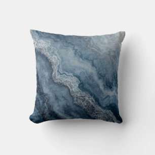 Navy Blue Gray Light Blue White Contemporary 16" Throw Pillow
