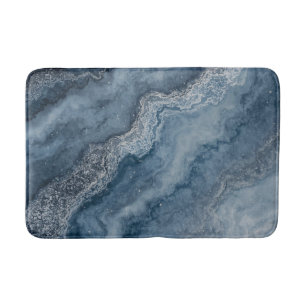 Navy Blue Gray Light Blue White Contemporary Bath Mat