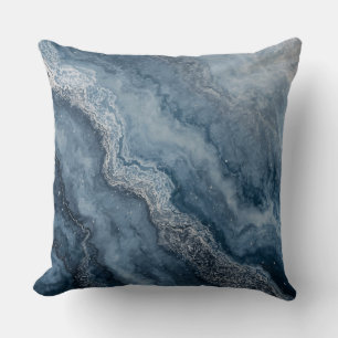 Navy Blue Gray Light Blue White Contemporary Throw Pillow