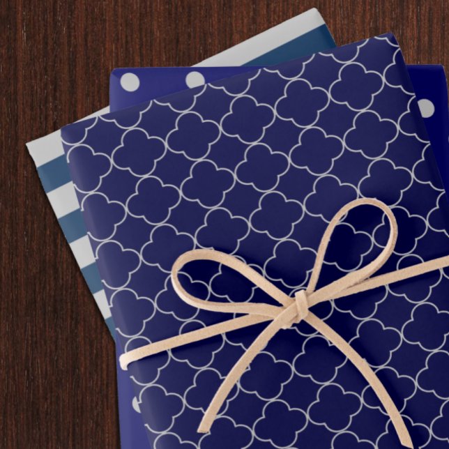 Navy Blue Gray Patterned Wrapping Paper Sheets (Creator Uploaded)
