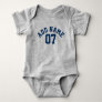 Navy Blue & Gray Sports Jersey Custom Name Number Baby Bodysuit