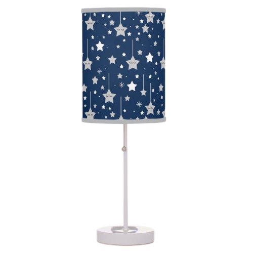Navy Blue Gray Star Nursery  Table Lamp