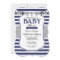 Navy Blue Gray Stripes Baby Shower Invitation