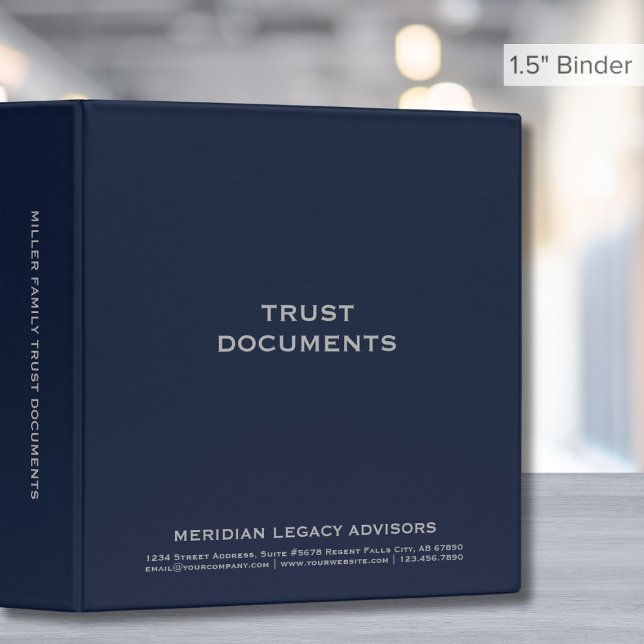 Navy Blue Gray Trust Documents 1.5 inch Binder (Creator Uploaded)