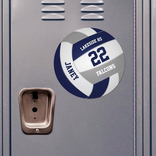 navy blue gray volleyball team gifts car magnet (On locker)