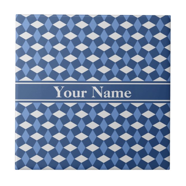 Navy/Blue/Gray Wavy Pattern Ceramic Tile (Front)