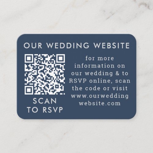 Navy Blue Gray Wedding QR Code Enclosure Card