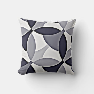 Navy Blue Gray & White Geo-Abstract Pillow