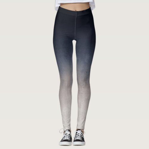 Navy Blue Gray White gradient rustic ombre Leggings