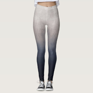 Navy Blue Gray White rustic ombre Leggings