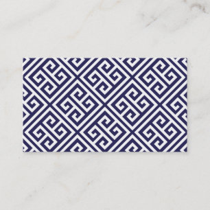 Navy Blue Greek Key Blank Business Card Template