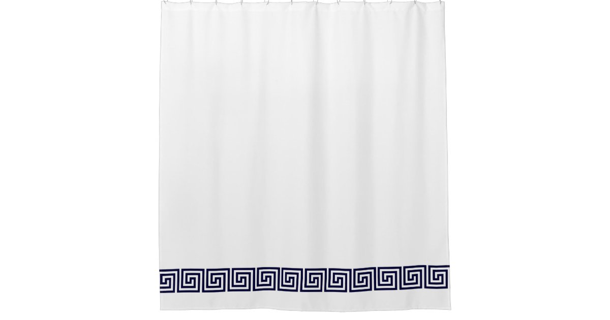 Navy Blue Greek Key Border On Custom Color Shower Curtain Zazzle Com Navy Blue Greek Key Border On Custom, Greek Key Shower Curtain