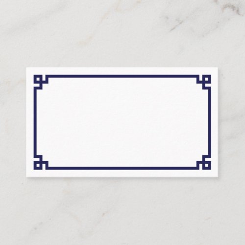 Navy Blue Greek Key Border Wedding Place Card