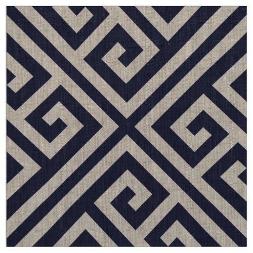 Navy Blue Greek Key Large Scale Fabric