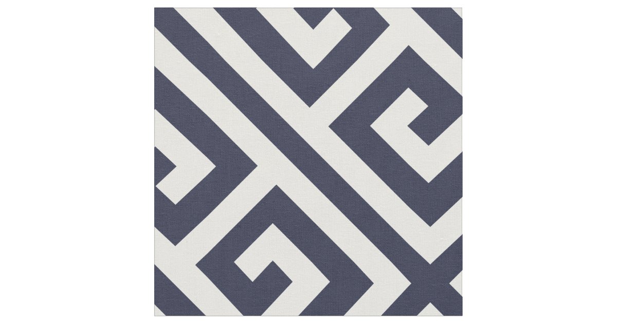 Navy Blue Greek Key Large Scale Fabric Zazzle
