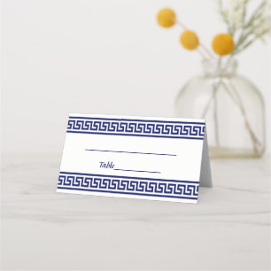 Navy Blue Greek Key Meander Border #1A Place Card