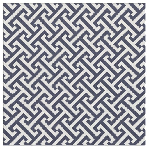 Navy Blue Greek Key Pattern Fabric