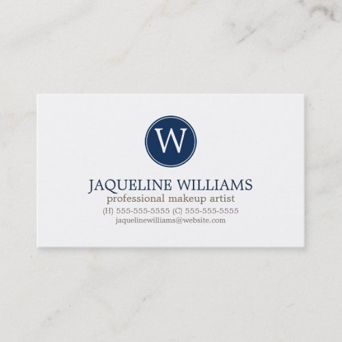 Navy Blue Greek Key Pattern Monogram Business Card Template