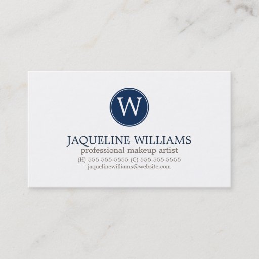 Customizable Navy Blue Greek Key Pattern Monogram Business Card Template