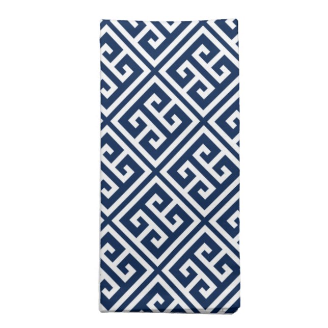 Navy Blue Greek Key Pattern Napkin (Folded)