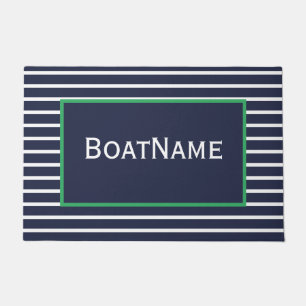Navy Blue & Green Boat Name Doormat
