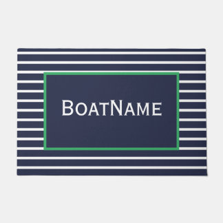 Navy Blue & Green Boat Name Doormat